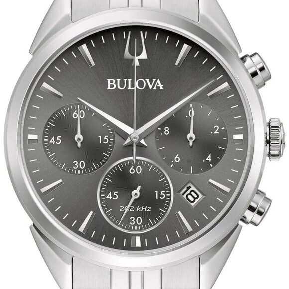 Bulova Men's Classic Chronograph Silver Stainless Steel Date Watch - Picture 2 of 7